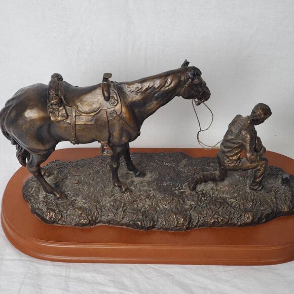 Montana Silversmiths "Those Who Came Before" Cowboy & Horse Western Bronze Sculp - Picture 11 of 13